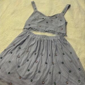 Periwinkle 2-Piece Set with Floral Accents